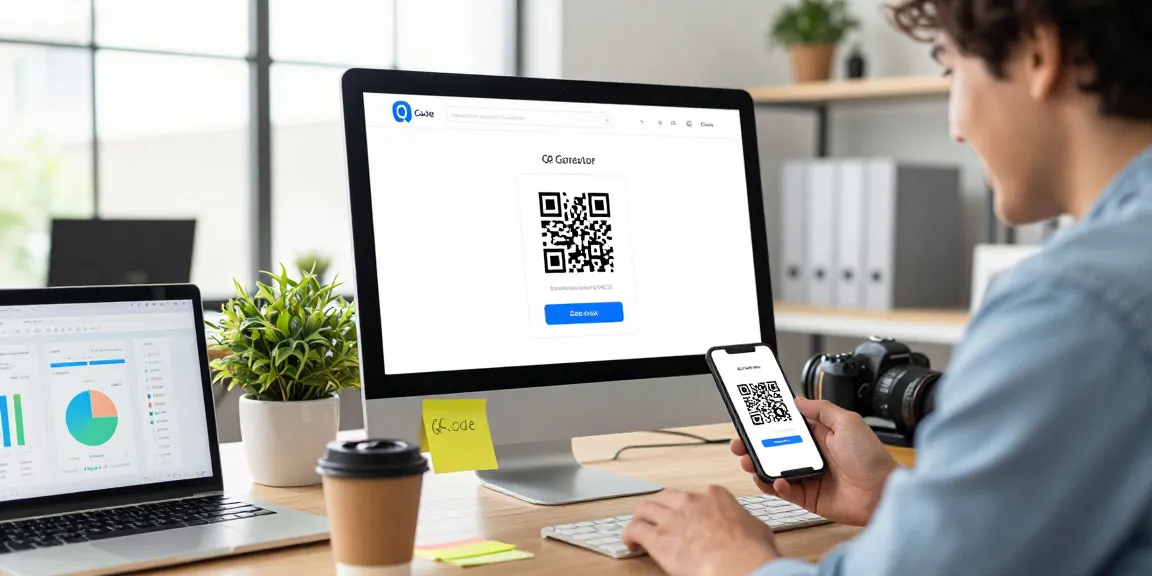 Create QR Code using a user-friendly QR code generator in a modern workspace.