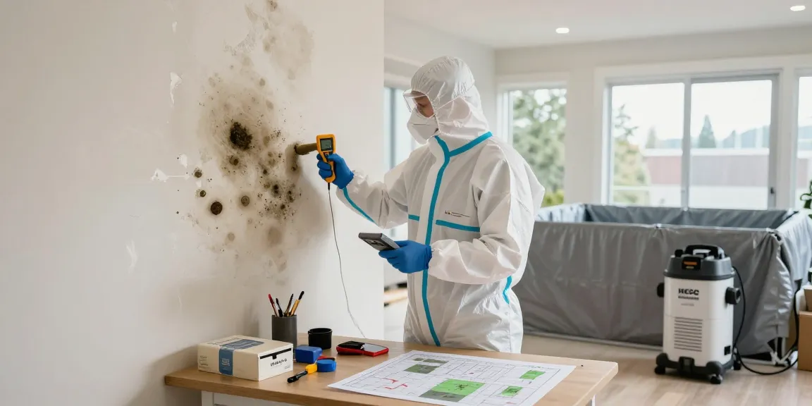 Mold Remediation Vancouver: IICRC-certified technician inspecting mold damage with professional equipment.