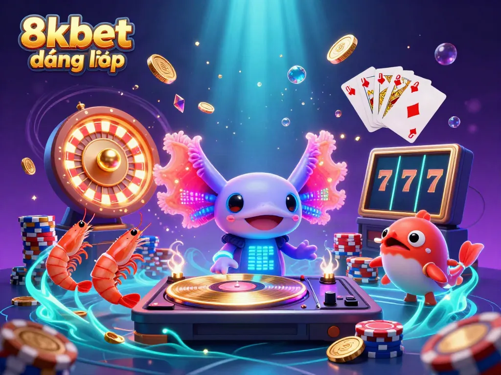 Engage in online gaming with 8xbet đăng nhập, featuring vibrant underwater casino scene with animated characters.