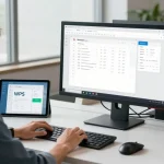 WPS Download in a professional workspace with tech tools and bright atmosphere
